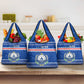 Cape Verde Christmas Grocery Bag Blue Festive Pattern Sailing Santa and National Emblem Motif - African Pride
