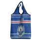 Cape Verde Christmas Grocery Bag Blue Festive Pattern Sailing Santa and National Emblem Motif - African Pride