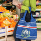 Cape Verde Christmas Grocery Bag Blue Festive Pattern Sailing Santa and National Emblem Motif - African Pride