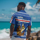 Cape Verde Christmas Hawaiian Shirt Blue Festive Pattern Sailing Santa and National Emblem Motif - African Pride