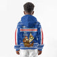 Cape Verde Christmas Kid Hoodie Blue Festive Pattern Sailing Santa and National Emblem Motif - African Pride