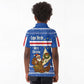 Cape Verde Christmas Kid Polo Shirt Blue Festive Pattern Sailing Santa and National Emblem Motif - African Pride