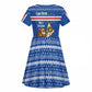 Cape Verde Christmas Kid Short Sleeve Dress Blue Festive Pattern Sailing Santa and National Emblem Motif - African Pride