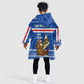 Cape Verde Christmas Kid Wearable Blanket Hoodie Blue Festive Pattern Sailing Santa and National Emblem Motif - African Pride