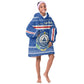 Cape Verde Christmas Kid Wearable Blanket Hoodie Blue Festive Pattern Sailing Santa and National Emblem Motif - African Pride
