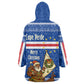 Cape Verde Christmas Kid Wearable Blanket Hoodie Blue Festive Pattern Sailing Santa and National Emblem Motif - African Pride
