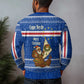 Cape Verde Christmas Ugly Christmas Sweater Blue Festive Pattern Sailing Santa and National Emblem Motif - African Pride