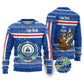 Cape Verde Christmas Ugly Christmas Sweater Blue Festive Pattern Sailing Santa and National Emblem Motif - African Pride
