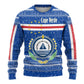 Cape Verde Christmas Ugly Christmas Sweater Blue Festive Pattern Sailing Santa and National Emblem Motif - African Pride