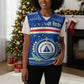 Cape Verde Christmas Knitted V-Neck Vest Blue Festive Pattern Sailing Santa and National Emblem Motif - African Pride