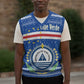 Cape Verde Christmas Knitted V-Neck Vest Blue Festive Pattern Sailing Santa and National Emblem Motif - African Pride