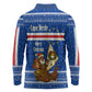 Cape Verde Christmas Long Sleeve Polo Shirt Blue Festive Pattern Sailing Santa and National Emblem Motif - African Pride
