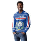 Cape Verde Christmas Long Sleeve Polo Shirt Blue Festive Pattern Sailing Santa and National Emblem Motif - African Pride