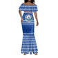 Cape Verde Christmas Mermaid Dress Blue Festive Pattern Sailing Santa and National Emblem Motif - African Pride