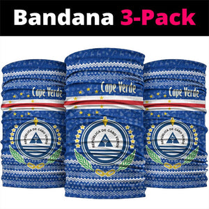 Cape Verde Christmas Neck Gaiter Blue Festive Pattern Sailing Santa and National Emblem Motif - African Pride