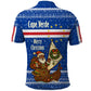 Cape Verde Christmas Polo Shirt Blue Festive Pattern Sailing Santa and National Emblem Motif - African Pride