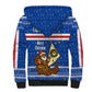Cape Verde Christmas Sherpa Hoodie Blue Festive Pattern Sailing Santa and National Emblem Motif - African Pride
