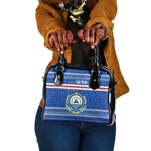 Cape Verde Christmas Shoulder Handbag Blue Festive Pattern Sailing Santa and National Emblem Motif - African Pride