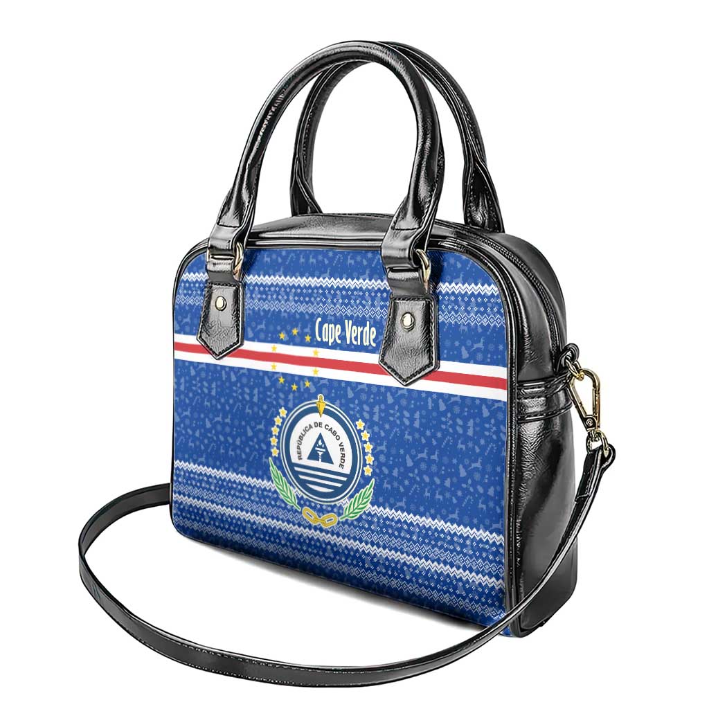 Cape Verde Christmas Shoulder Handbag Blue Festive Pattern Sailing Santa and National Emblem Motif - African Pride