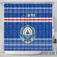 Cape Verde Christmas Shower Curtain Blue Festive Pattern Sailing Santa and National Emblem Motif - African Pride