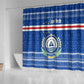 Cape Verde Christmas Shower Curtain Blue Festive Pattern Sailing Santa and National Emblem Motif - African Pride