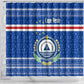 Cape Verde Christmas Shower Curtain Blue Festive Pattern Sailing Santa and National Emblem Motif - African Pride