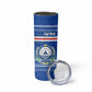 Cape Verde Christmas Skinny Tumbler Blue Festive Pattern Sailing Santa and National Emblem Motif - African Pride