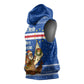 Cape Verde Christmas Sleeveless Hoodie Blue Festive Pattern Sailing Santa and National Emblem Motif - African Pride