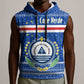 Cape Verde Christmas Sleeveless Hoodie Blue Festive Pattern Sailing Santa and National Emblem Motif - African Pride