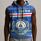Cape Verde Christmas Sleeveless Zip Hoodie Blue Festive Pattern Sailing Santa and National Emblem Motif - African Pride