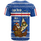 Cape Verde Christmas T shirt Blue Festive Pattern Sailing Santa and National Emblem Motif - African Pride