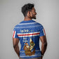 Cape Verde Christmas T shirt Blue Festive Pattern Sailing Santa and National Emblem Motif - African Pride