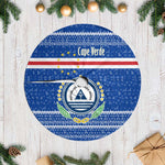 Cape Verde Christmas Tree Skirt Blue Festive Pattern Sailing Santa and National Emblem Motif - African Pride