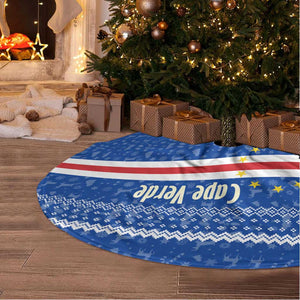 Cape Verde Christmas Tree Skirt Blue Festive Pattern Sailing Santa and National Emblem Motif - African Pride