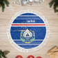 Cape Verde Christmas Tree Skirt Blue Festive Pattern Sailing Santa and National Emblem Motif - African Pride
