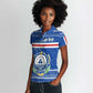 Cape Verde Christmas Women Polo Shirt Blue Festive Pattern Sailing Santa and National Emblem Motif - African Pride