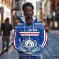 Cape Verde Christmas Zip Hoodie Blue Festive Pattern Sailing Santa and National Emblem Motif - African Pride