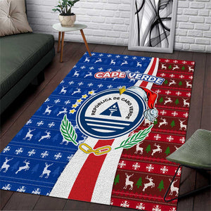 Cape Verde Christmas Area Rug Festive Pattern Christmas Tree and National Emblem Motif - African Pride