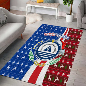 Cape Verde Christmas Area Rug Festive Pattern Christmas Tree and National Emblem Motif - African Pride