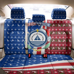 Cape Verde Christmas Back Car Seat Cover Festive Pattern Christmas Tree and National Emblem Motif - African Pride