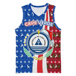 Cape Verde Christmas Basketball Jersey Festive Pattern Christmas Tree and National Emblem Motif - African Pride