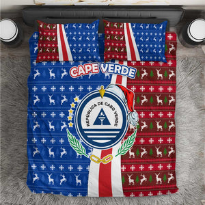 Cape Verde Christmas Bedding Set Festive Pattern Christmas Tree and National Emblem Motif - African Pride