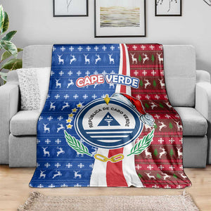 Cape Verde Christmas Blanket Festive Pattern Christmas Tree and National Emblem Motif - African Pride