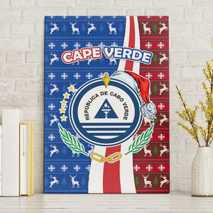 Cape Verde Christmas Canvas Wall Art Festive Pattern Christmas Tree and National Emblem Motif - African Pride
