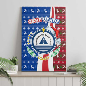 Cape Verde Christmas Canvas Wall Art Festive Pattern Christmas Tree and National Emblem Motif - African Pride