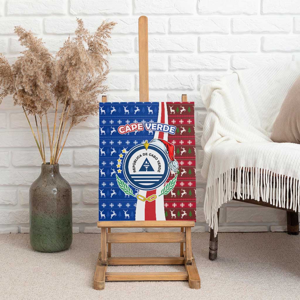Cape Verde Christmas Canvas Wall Art Festive Pattern Christmas Tree and National Emblem Motif - African Pride