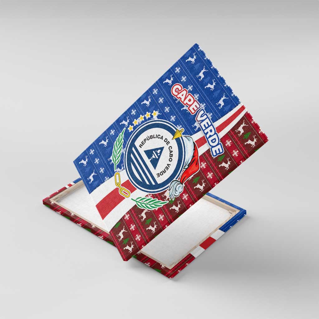 Cape Verde Christmas Canvas Wall Art Festive Pattern Christmas Tree and National Emblem Motif - African Pride