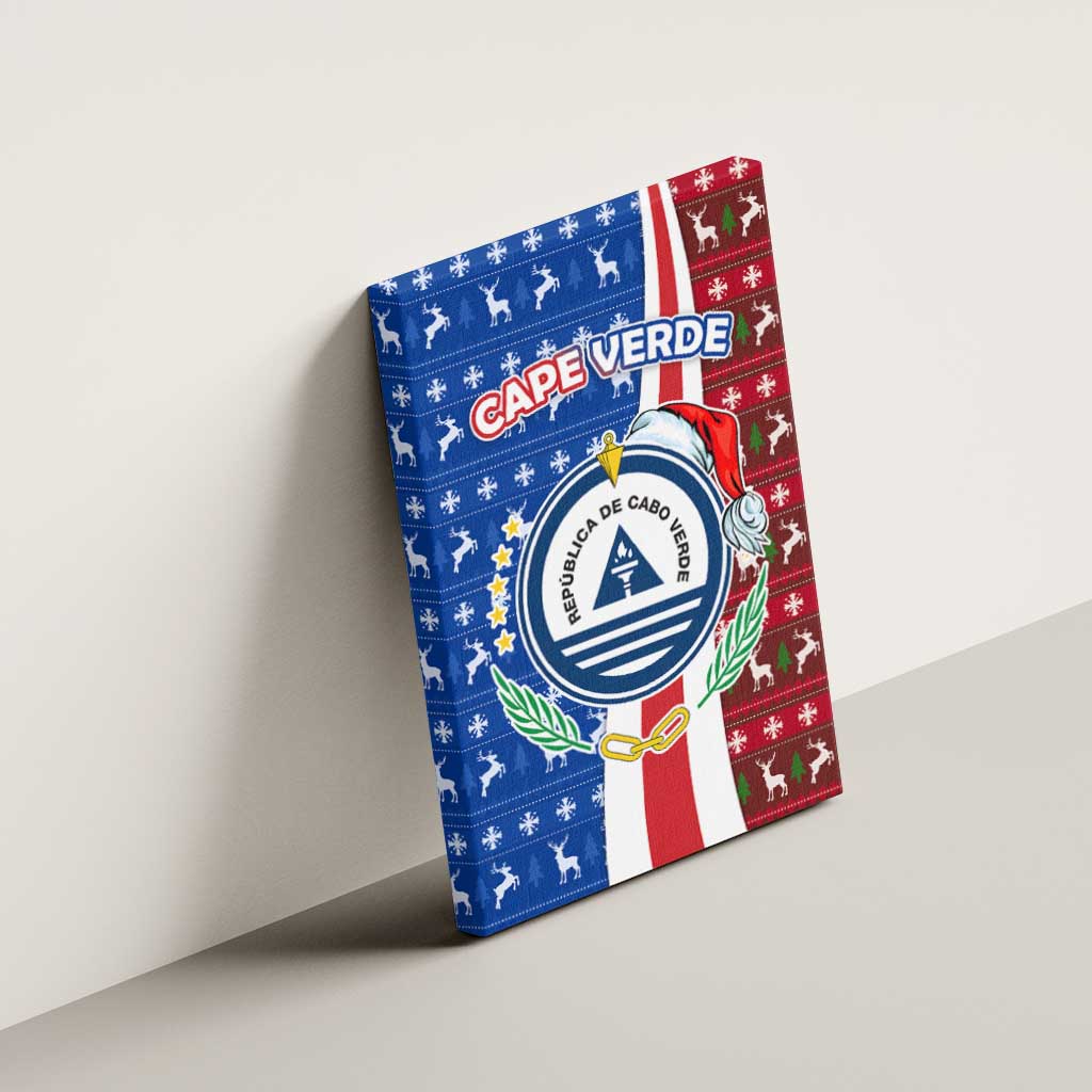 Cape Verde Christmas Canvas Wall Art Festive Pattern Christmas Tree and National Emblem Motif - African Pride