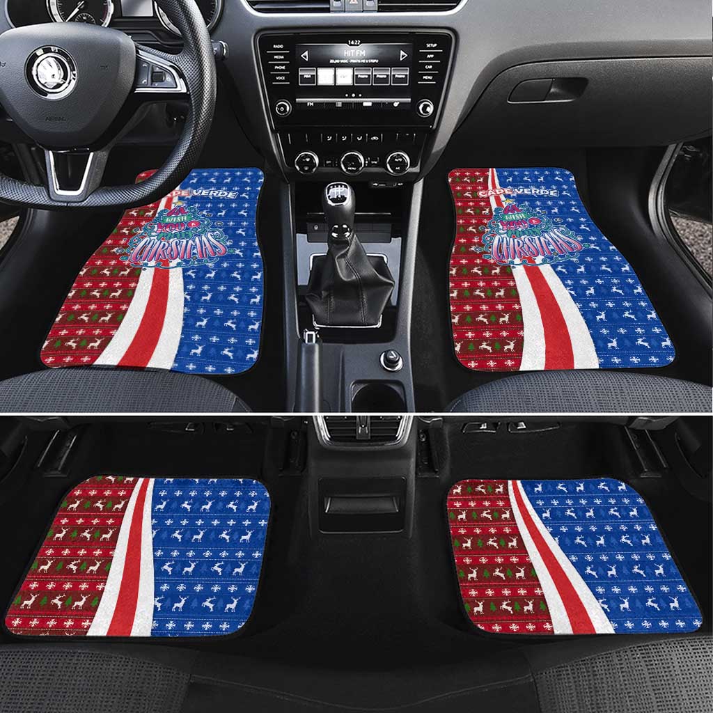 Cape Verde Christmas Car Mats Festive Pattern Christmas Tree and National Emblem Motif - African Pride