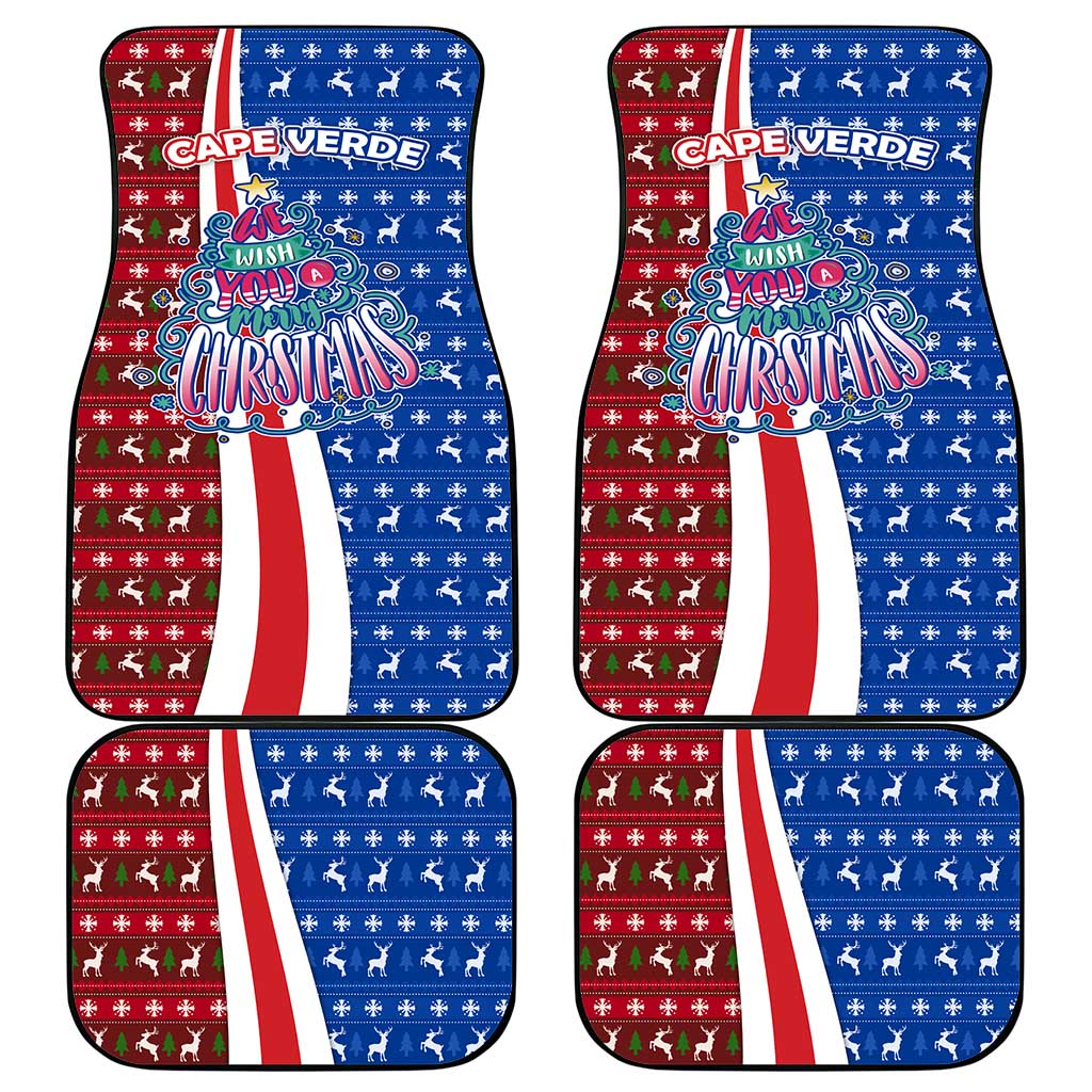 Cape Verde Christmas Car Mats Festive Pattern Christmas Tree and National Emblem Motif - African Pride